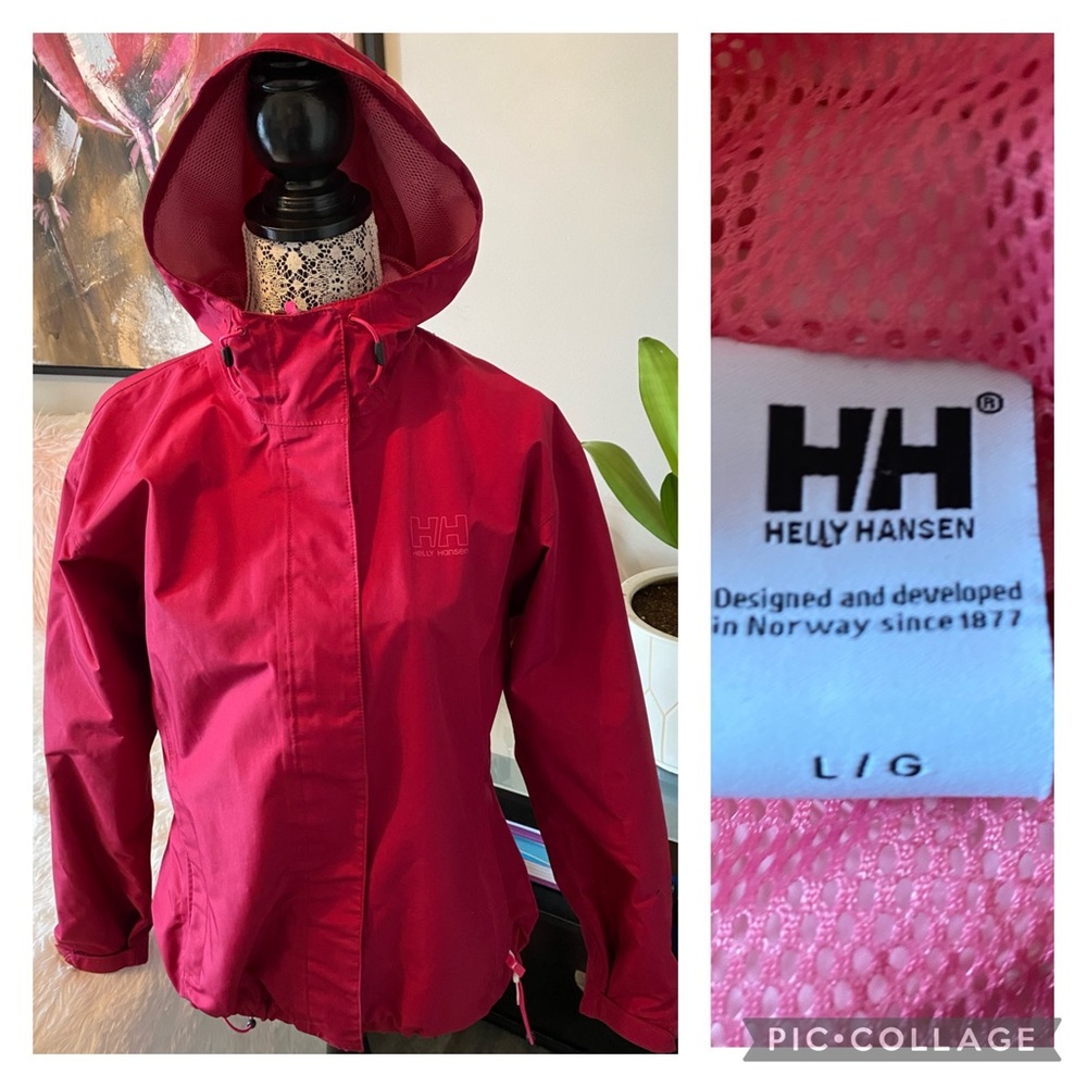 Helly Hansen dark pink rain coat ladies size large